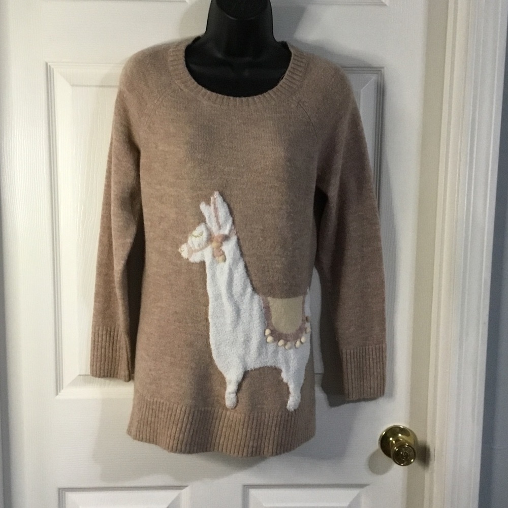 LC Lauren Conrad Cozy Taupe Llama Sweater, size PL.